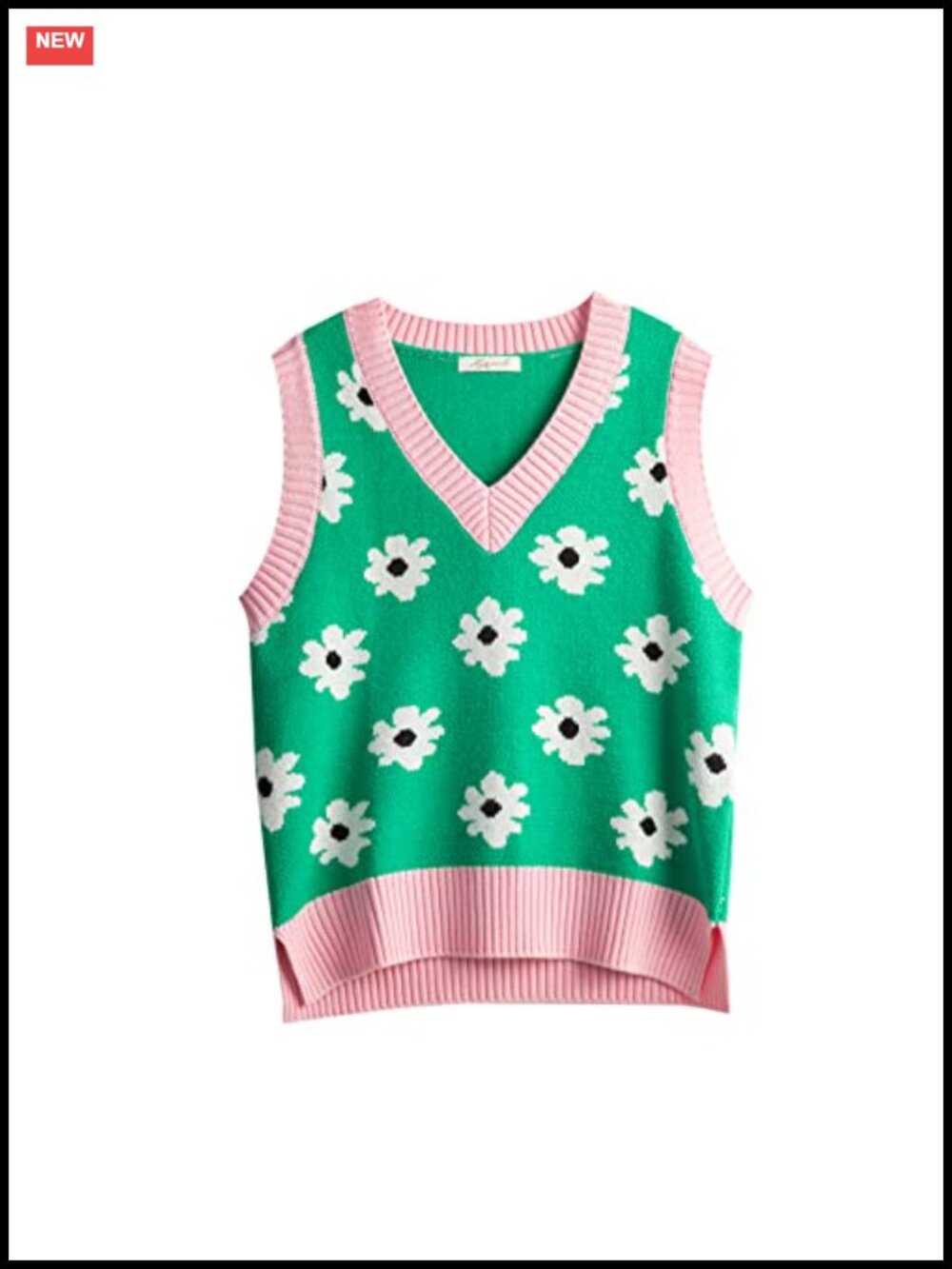 Sleeveless Knitted Sweater Vest Plaid V-Neck Crop Tank Top Preppy Style